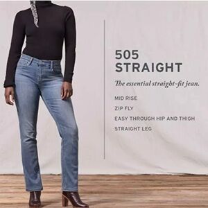 Levi's 505 Straight Fit Mid Rise Jeans Women's Size 6L